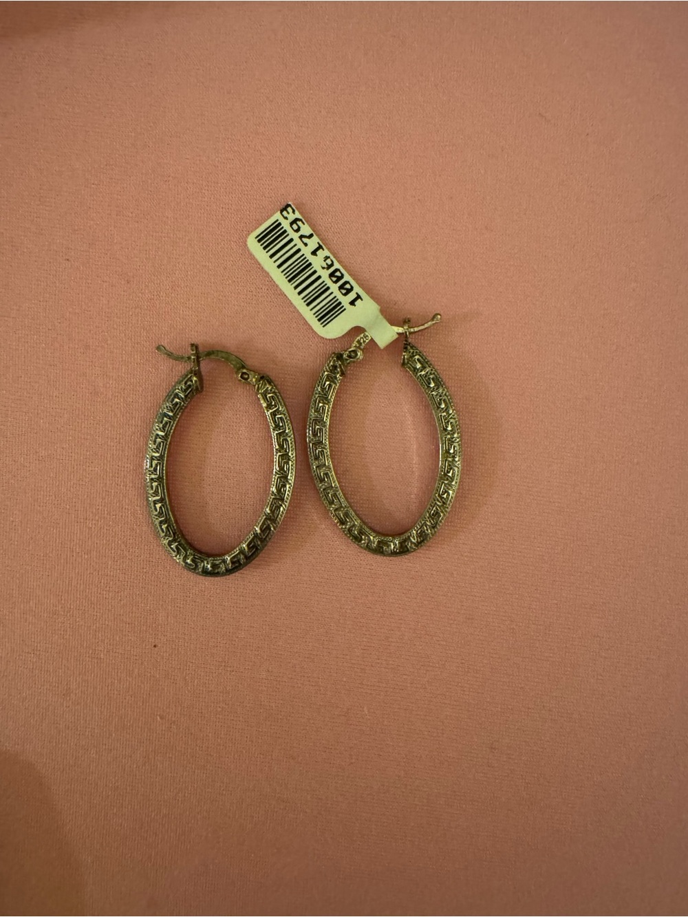 Textured Gold Oval Hoop Earrings - Women Jewelry